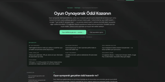 CashyGo oyun görevleri sayfası ekran görüntüsü